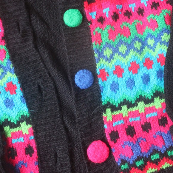 Quirky 80s/90s Colourful Knit Cardigan - Picture 4 of 5